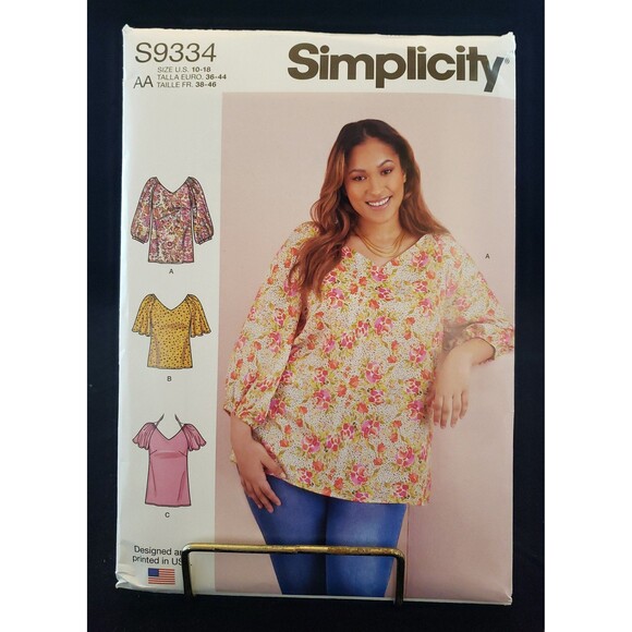 Misses/Women's Tops Sewing Pattern Simplicity S9334, V Neck, Loose Sleeves - Picture 1 of 5